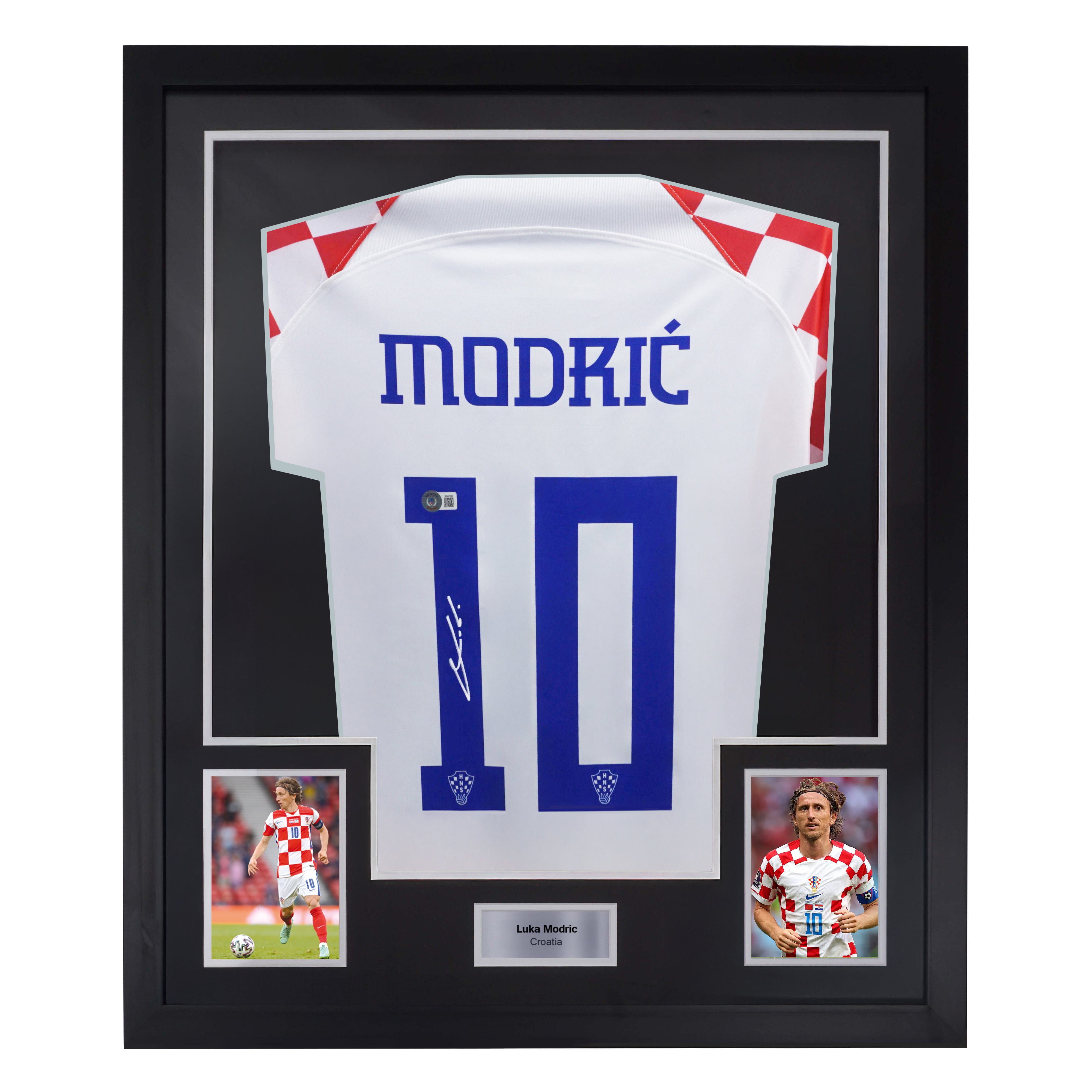 Framed Luka Modric Signed Croatia FC Home Soccer Jersey #10 with Beckett COA